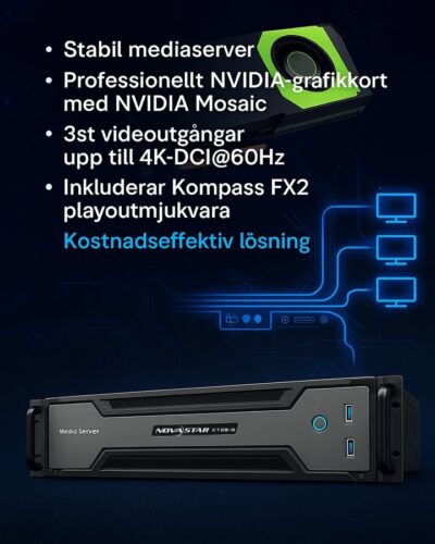 Kraftfull. Stabil. Prisvärd.

NovaStar ET2S-G är en mediaserver designad för professionella AV-installationer och LED-visning i högsta kvalitet.

Med stöd för upp till 3 videoutgångar i 4K@60Hz, NVIDIA-grafik och playoutmjukvaran Kompass FX2 – är den ett givet val för smidig och tillförlitlig drift.

Vill du veta mer om hur den passar i din lösning? Hör av dig!

NovaStar Shop NovaStar 

 #NovaStar #ET2SG #LEDtech #AVlösningar #Microbus #DOOH #Digitalsignage hashtag#COB #LEDteknik